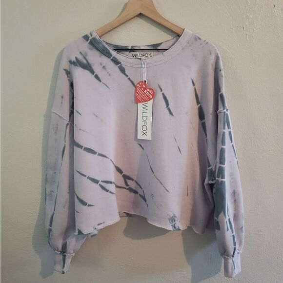 Wildfox Couture Olivia Cropped Oversized  Tie Dye Sweatshirt in Muse Size Medium - Picture 5 of 7